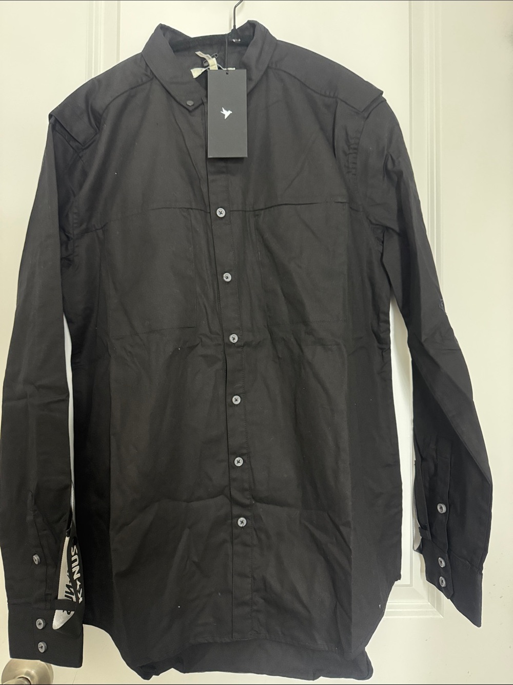 Men's Black Lightweight Button-Front Shirt Jacket
